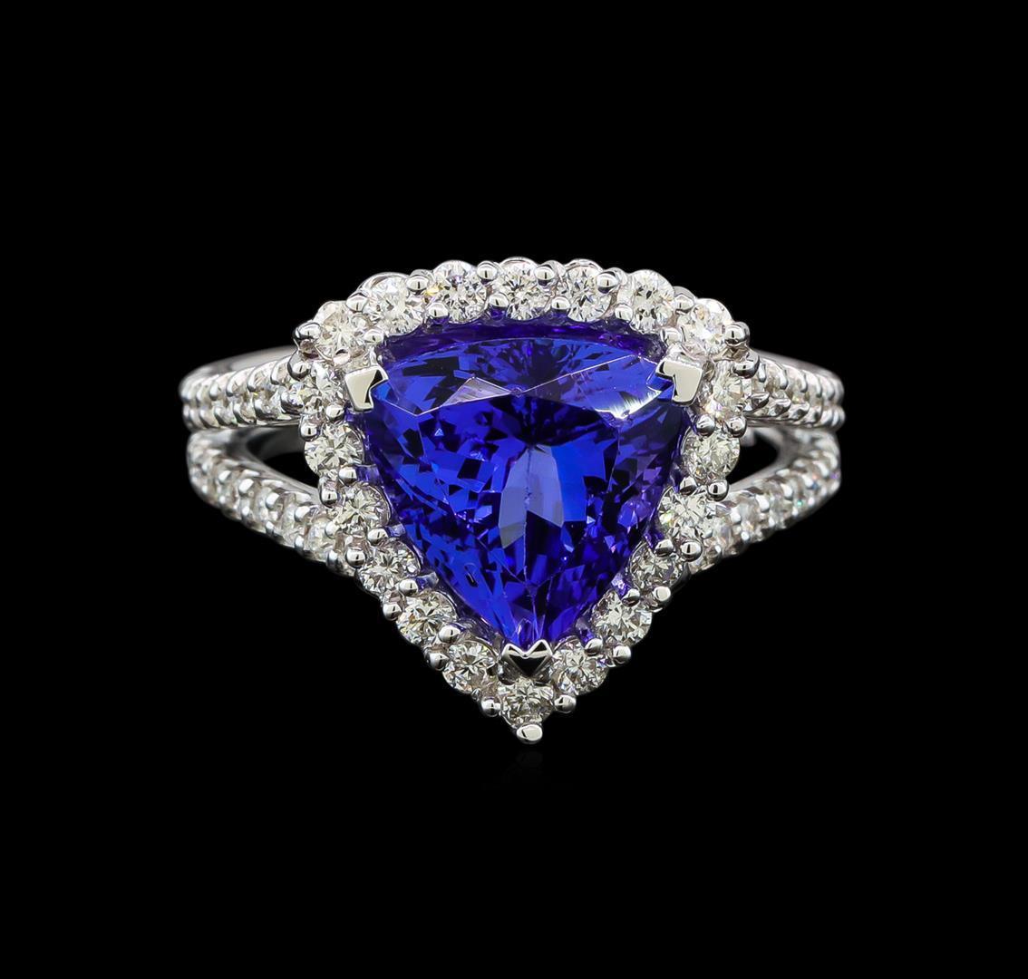 14KT White Gold 5.22 ctw Tanzanite and Diamond Ring