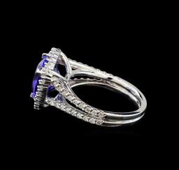 14KT White Gold 5.22 ctw Tanzanite and Diamond Ring