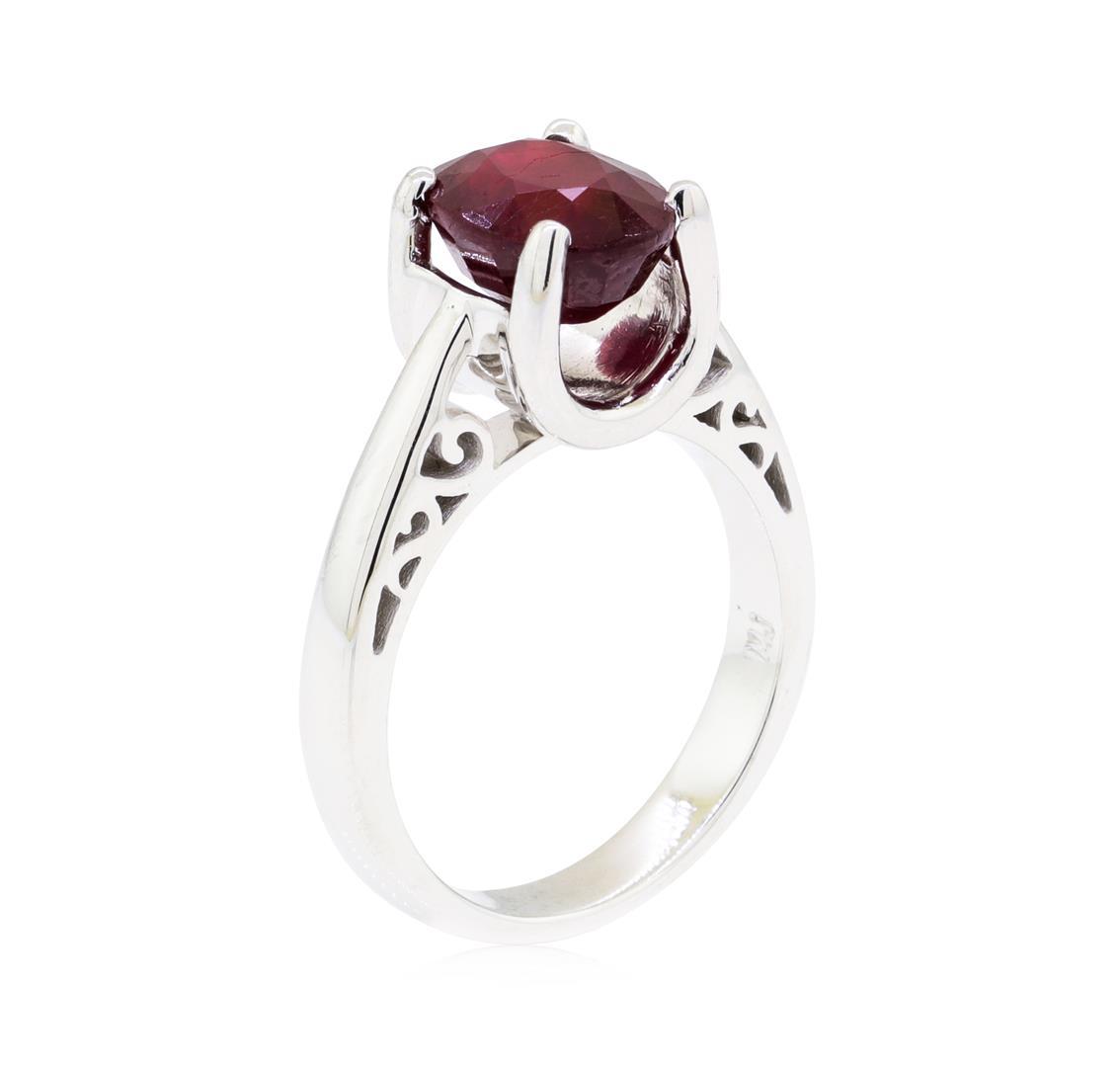 3.33 ctw Ruby Ring - 18KT White Gold