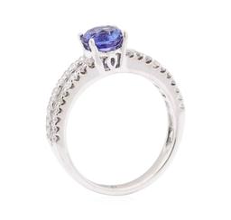 0.89 ctw Sapphire and Diamond Ring - 18KT White Gold