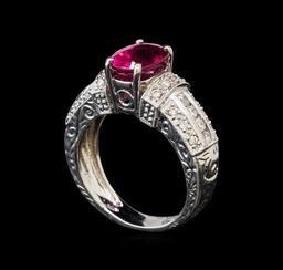 14KT White Gold GIA Certified 2.35 ctw Tourmaline and Diamond Ring