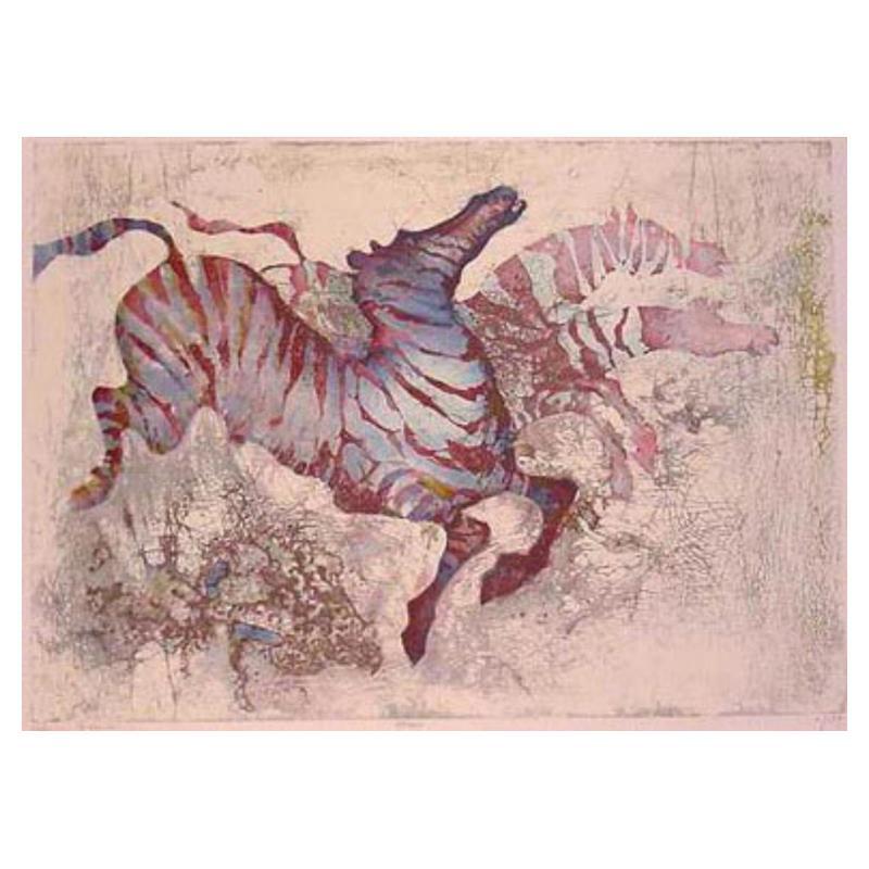 Edwin Salomon, "Zebras" Hand Signed Limited Edition Serigraph with Letter of Aut