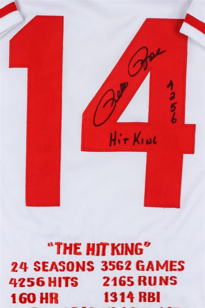 Cincinnati Reds Pete Rose Autographed Jersey With Stats