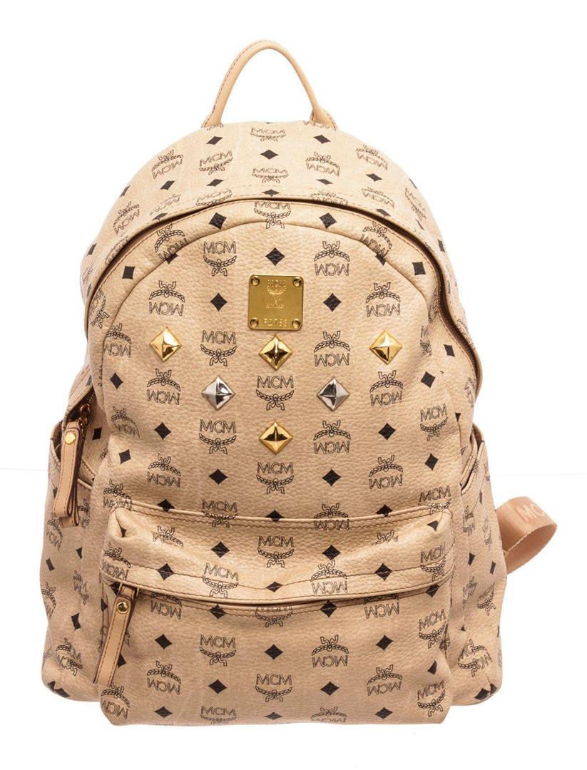 MCM Cream Visetos Coated Canvas GM Backpack