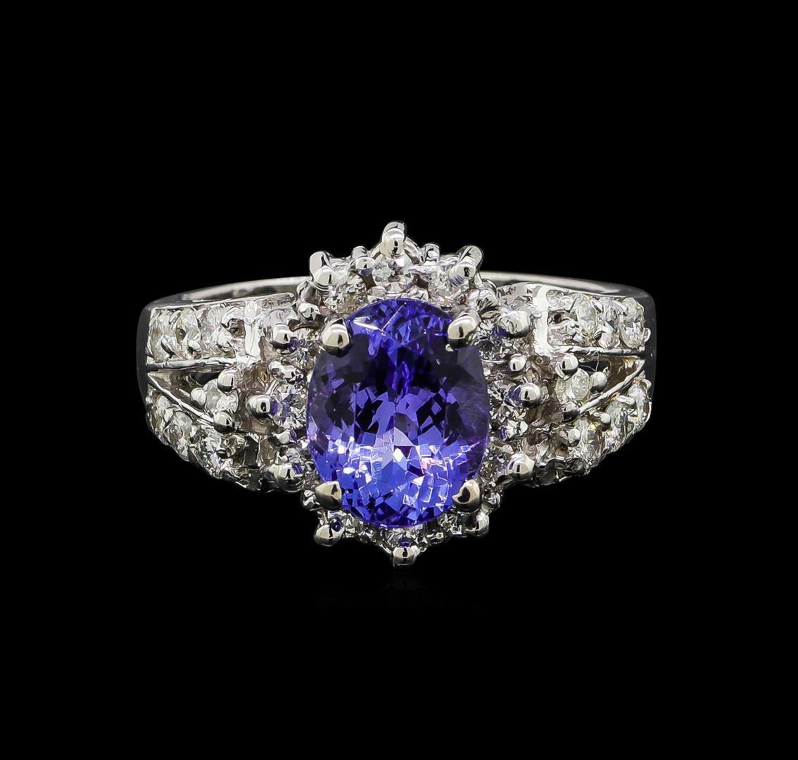 2.48 ctw Tanzanite and Diamond Ring - 14KT White Gold