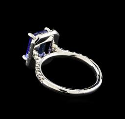 2.45 ctw Tanzanite and Diamond Ring - 14KT White Gold