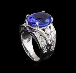 8.75 ctw Tanzanite and Diamond Ring - 14KT White Gold