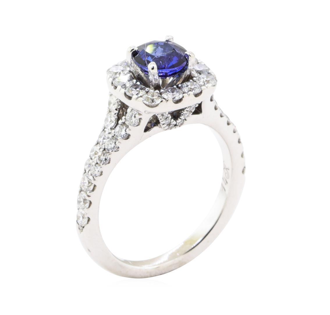 2.20 ctw Sapphire And Diamond Ring - 14KT White Gold