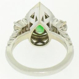 14k Two Tone Gold Pear Jade & Large Diamond Accents w/ Halo 2.89 ctw Ring