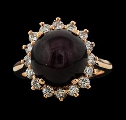 11.96 ctw Star Ruby and Diamond Ring - 14KT Rose Gold