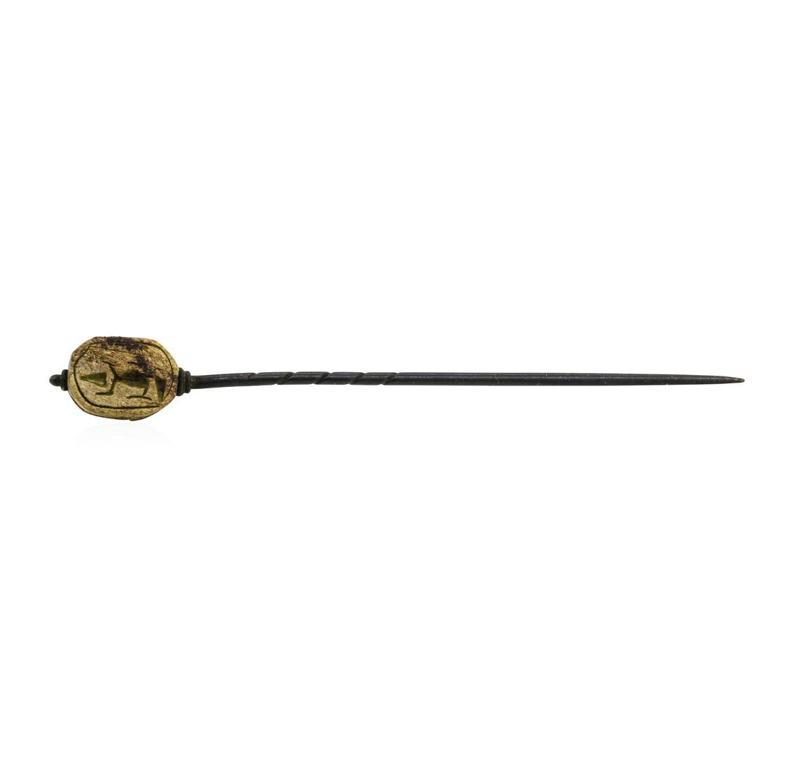 Scarab Motif Stick Pin - Silver