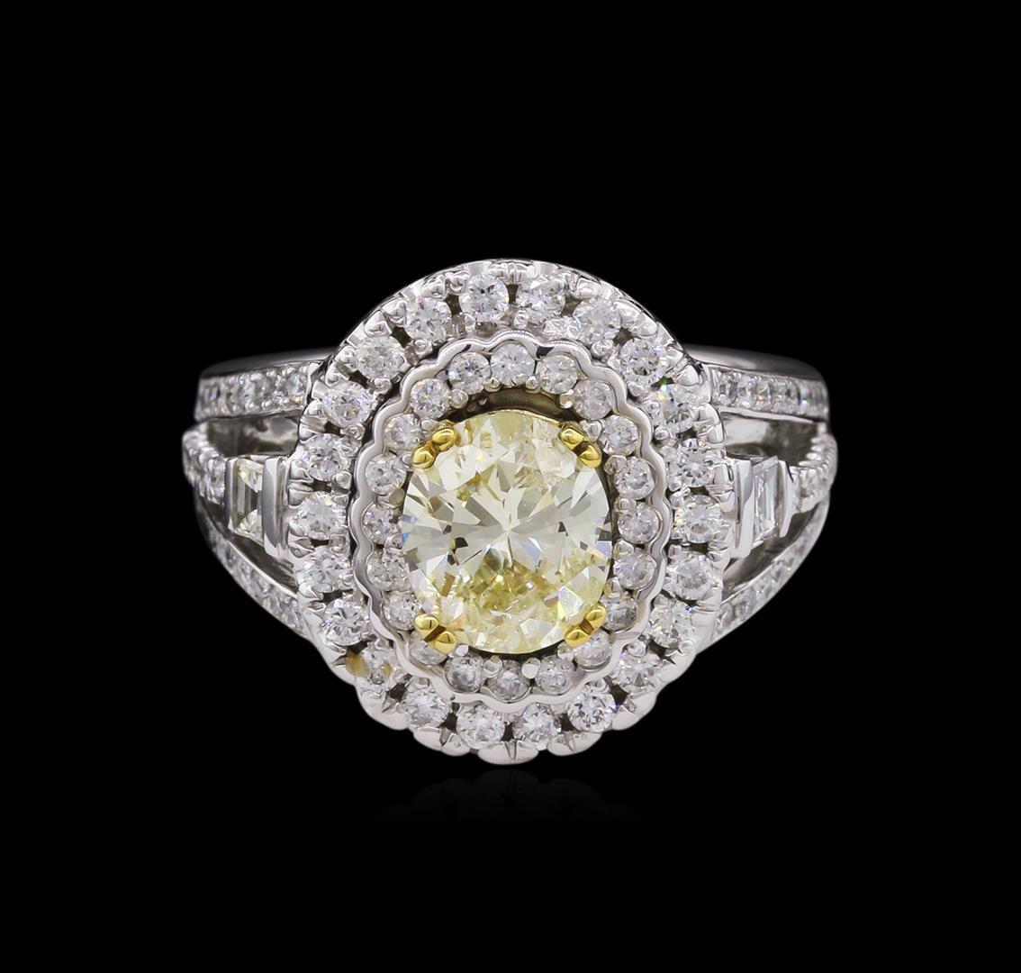 14KT White Gold 1.24 ctw I-1/Light Yellow GIA Cert Diamond Ring