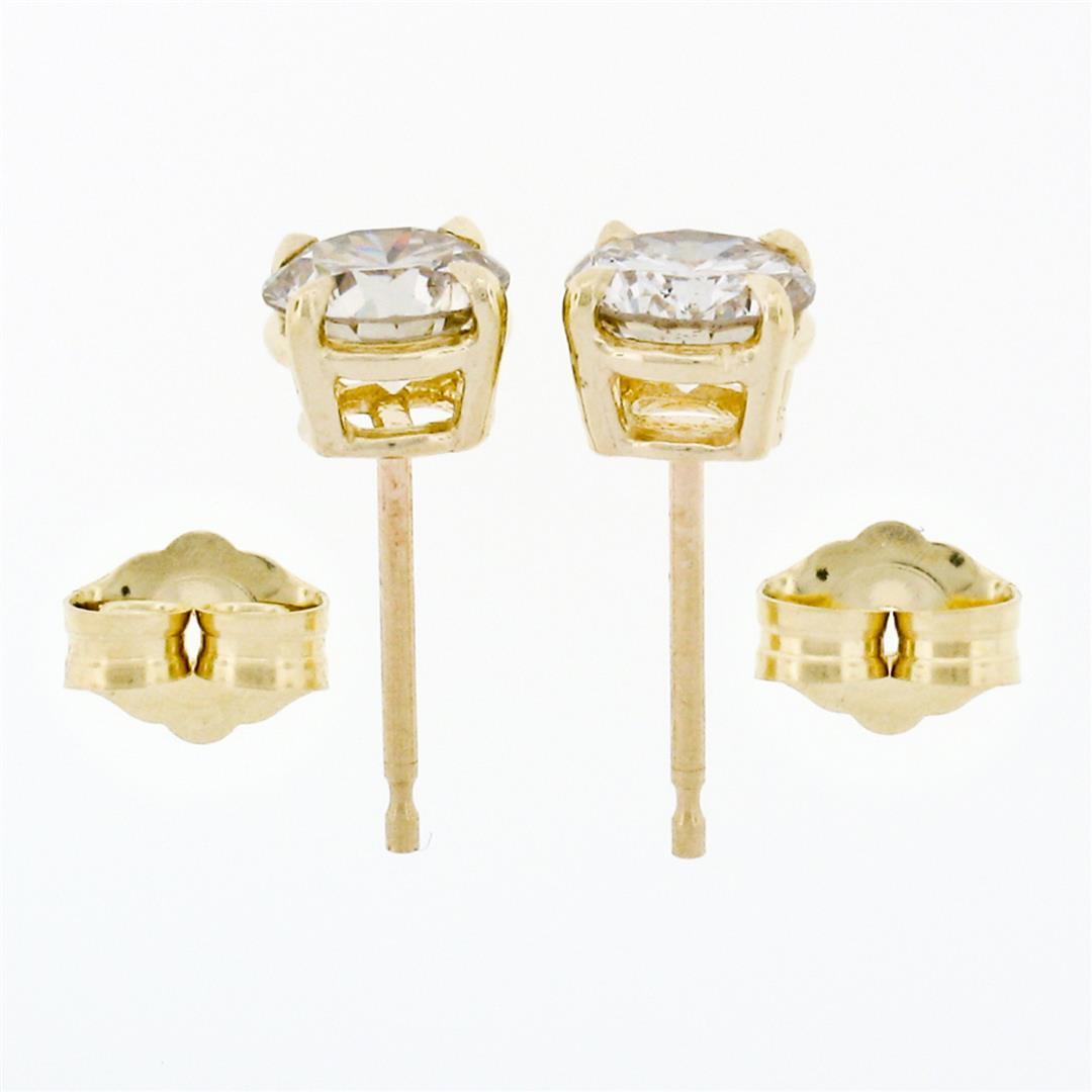 14k Yellow Gold 1.11 ctw Round Brilliant Cut Diamond Claw Prong Stud Earrings