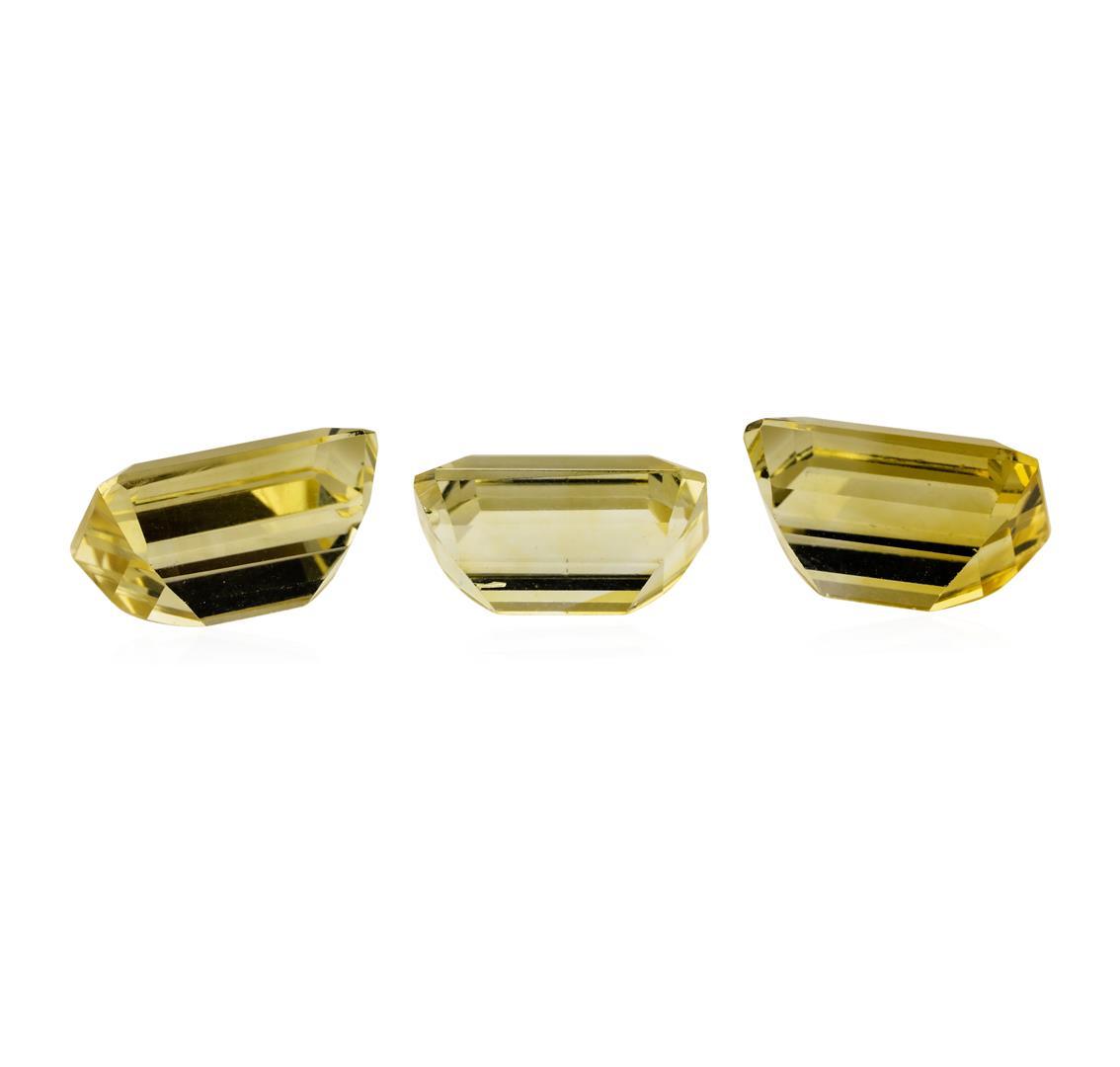 23.73 ctw.Natural Emerald Cut Citrine Quartz Parcel of Three