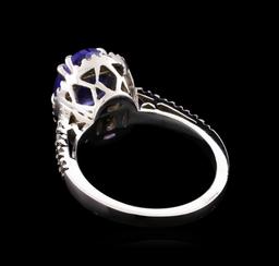 2.41 ctw Tanzanite and Diamond Ring - 14KT White Gold