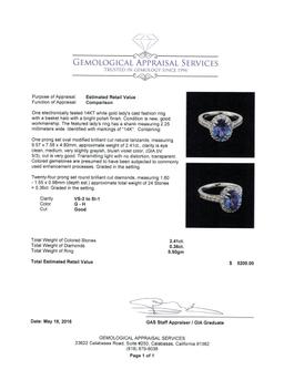 2.41 ctw Tanzanite and Diamond Ring - 14KT White Gold