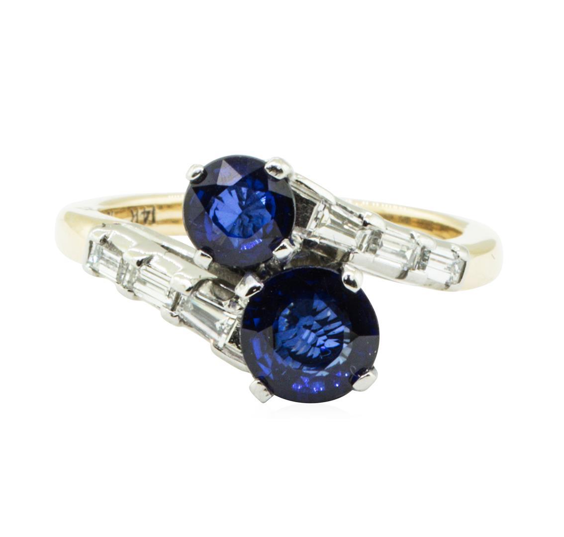 2.07 ctw Oval Brilliant Blue Sapphire Ring - 14KT Yellow Gold