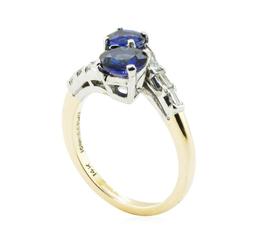 2.07 ctw Oval Brilliant Blue Sapphire Ring - 14KT Yellow Gold