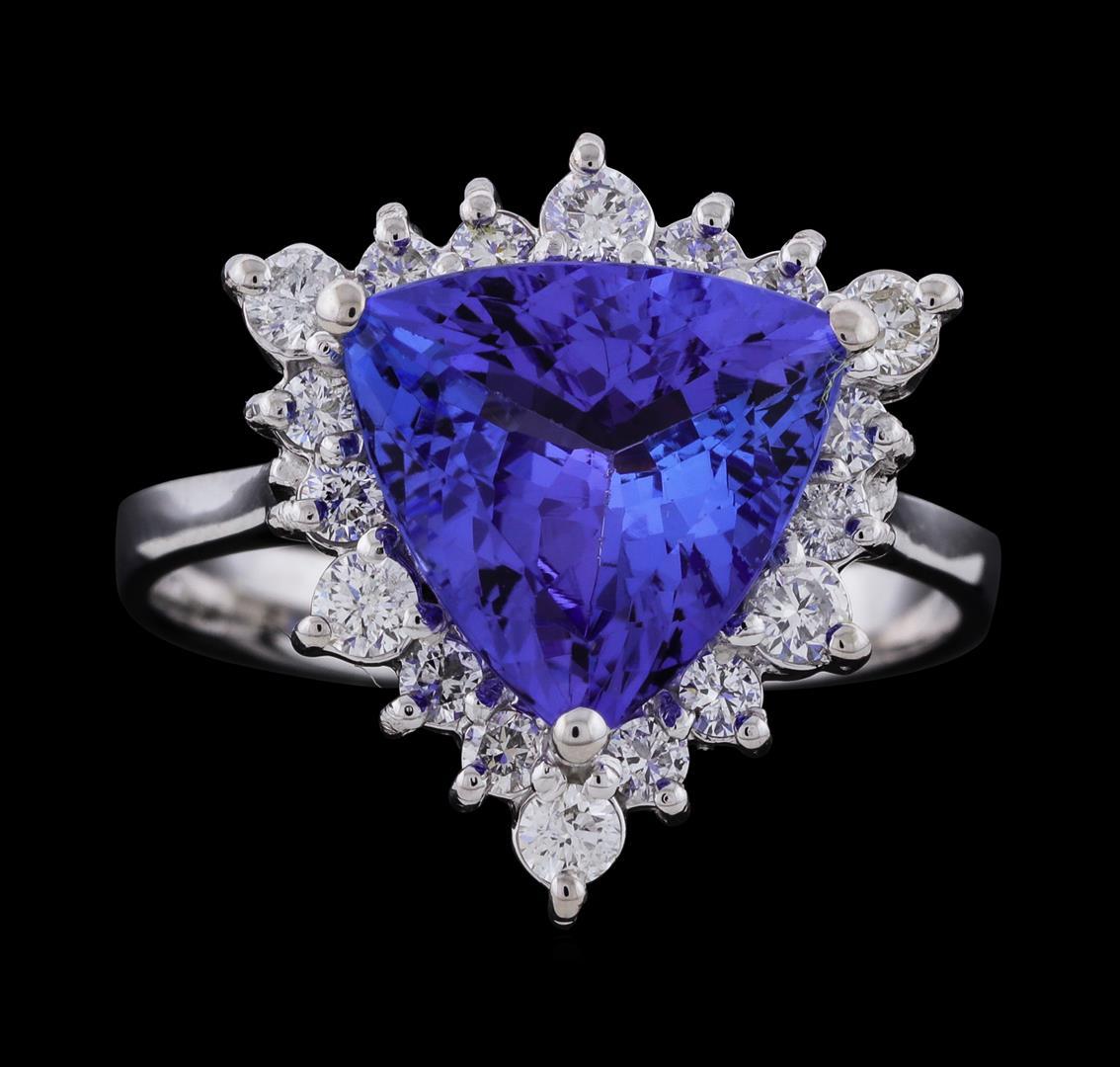 2.85 ctw Tanzanite and Diamond Ring - 14KT White Gold