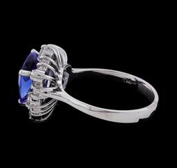 2.85 ctw Tanzanite and Diamond Ring - 14KT White Gold