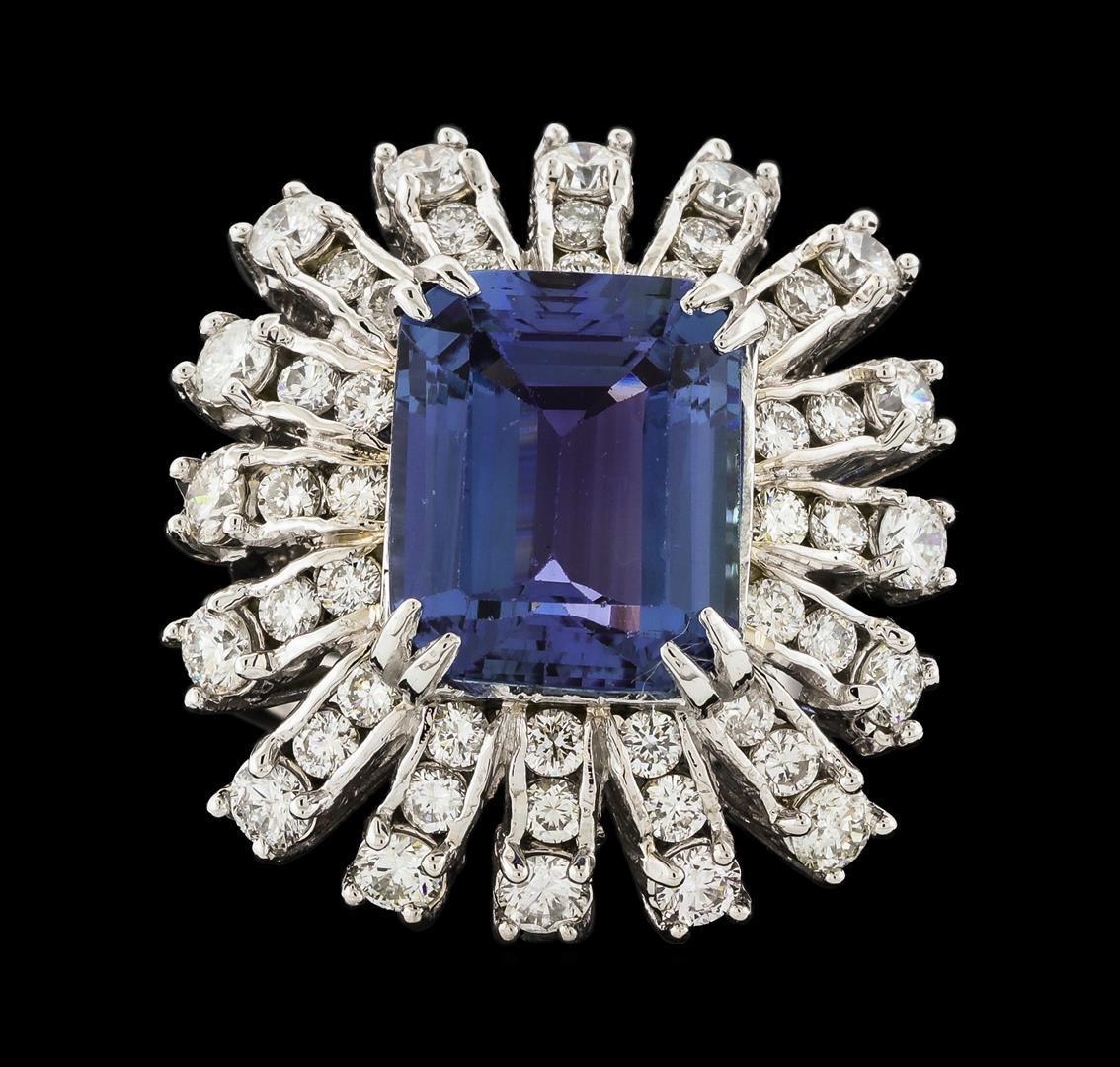 5.91 ctw Tanzanite and Diamond Ring - 14KT White Gold