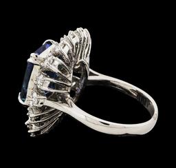 5.91 ctw Tanzanite and Diamond Ring - 14KT White Gold