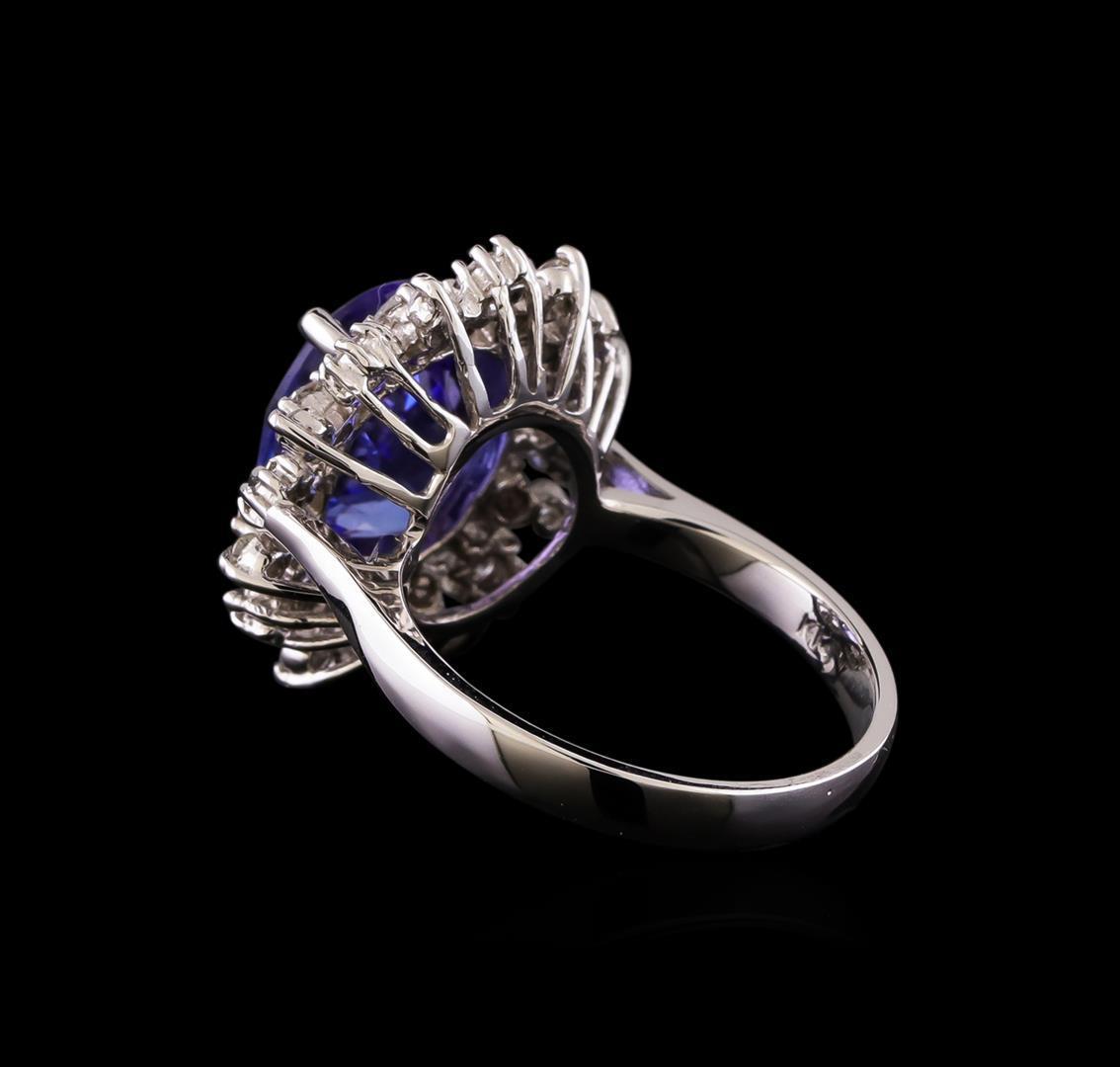 4.35 ctw Tanzanite and Diamond Ring - 14KT White Gold