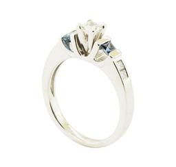 0.60 ctw Diamond and Sapphire Ring - 14KT White Gold