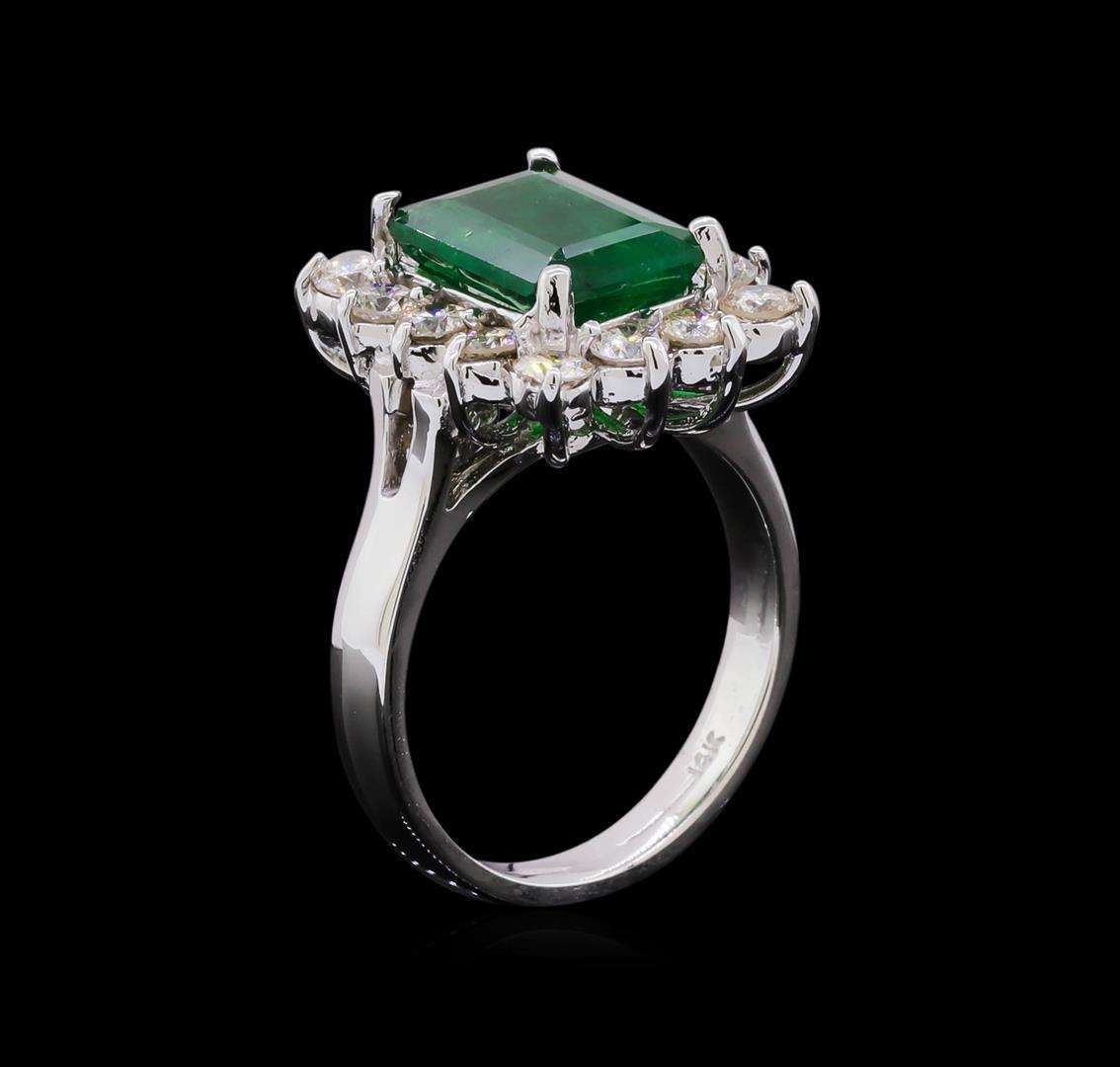 14KT White Gold 2.61 ctw Emerald and Diamond Ring