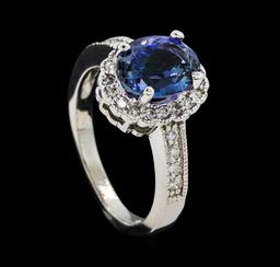 2.65 ctw Tanzanite and Diamond Ring - 14KT White Gold