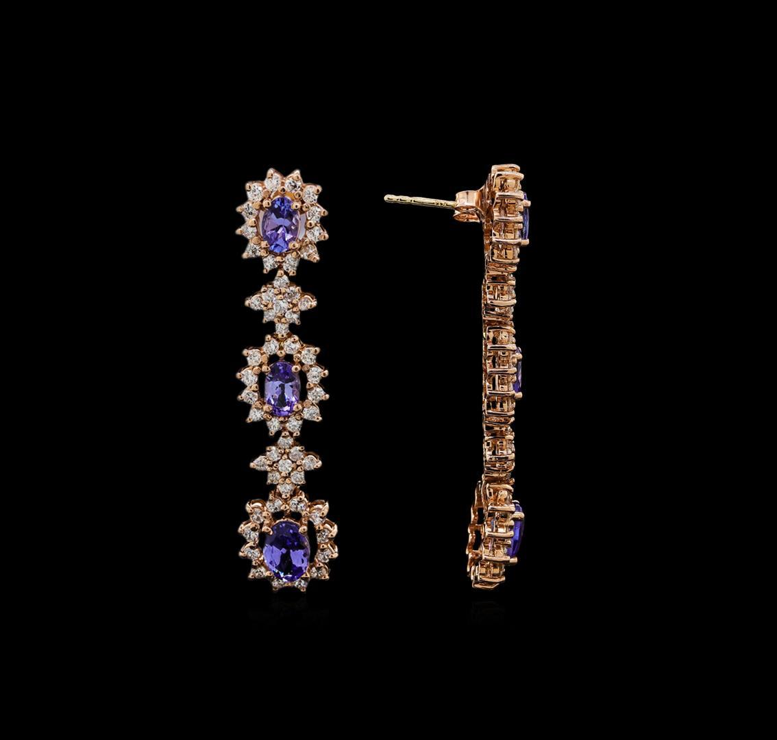 14KT Rose Gold 5.16 ctw Tanzanite and Diamond Earrings