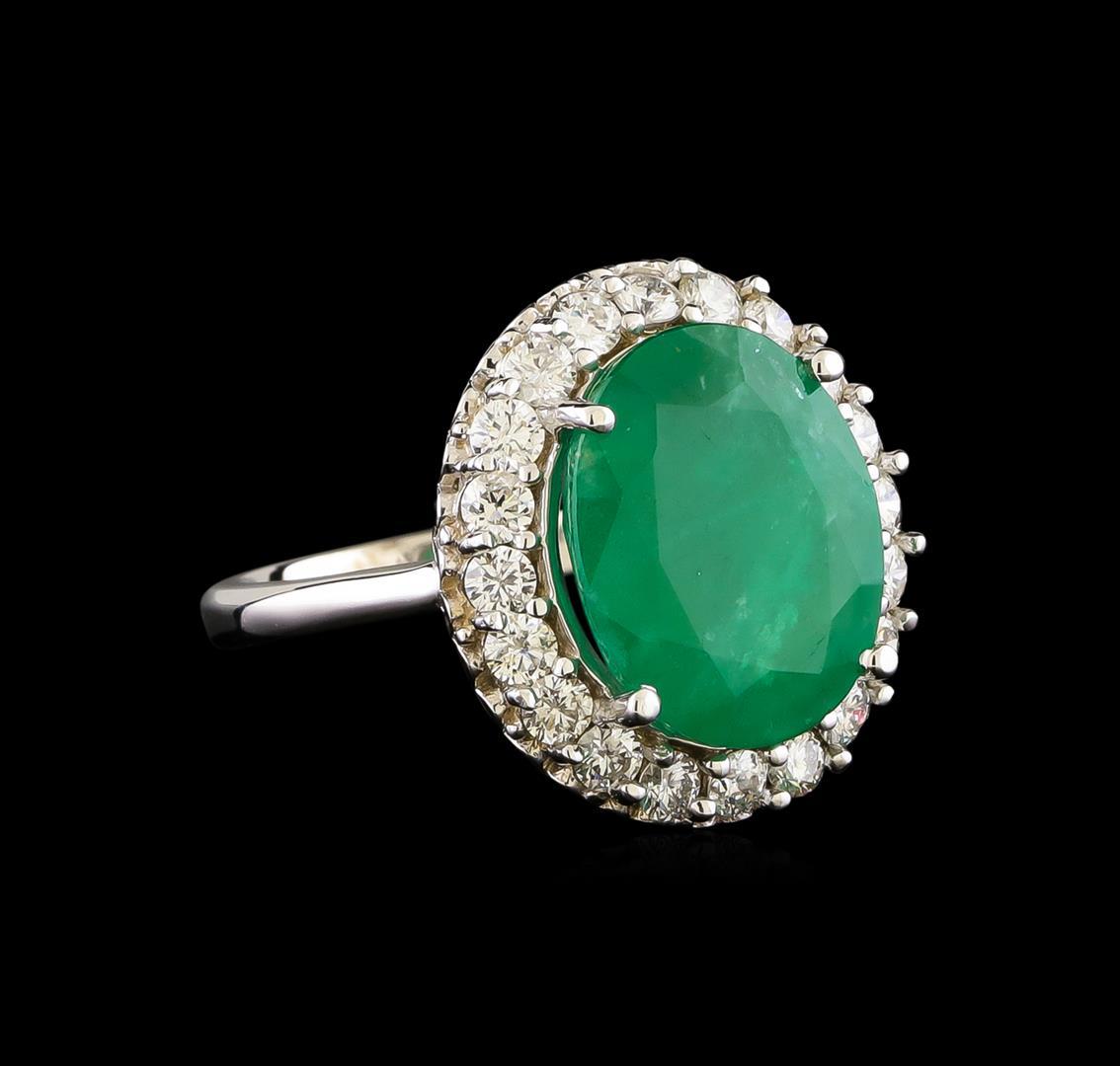 14KT White Gold 5.95 ctw Emerald and Diamond Ring