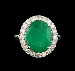 14KT White Gold 5.95 ctw Emerald and Diamond Ring