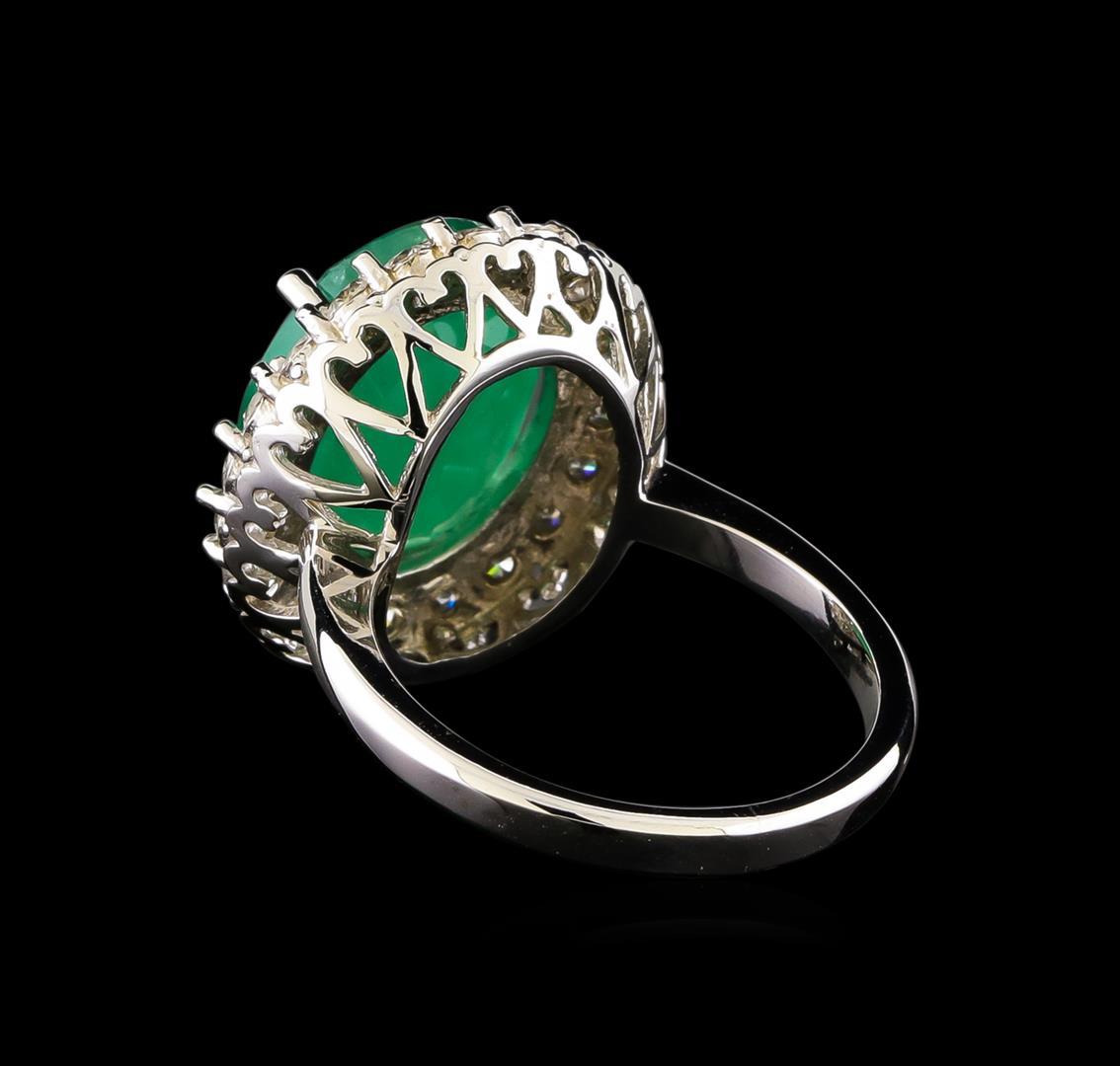 14KT White Gold 5.95 ctw Emerald and Diamond Ring