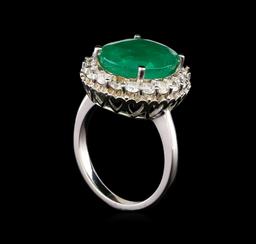 14KT White Gold 5.95 ctw Emerald and Diamond Ring