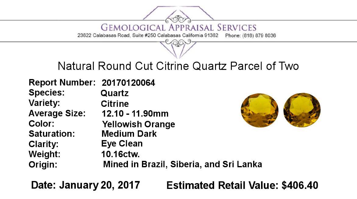 10.16 ctw.Natural Round Cut Citrine Quartz Parcel of Two