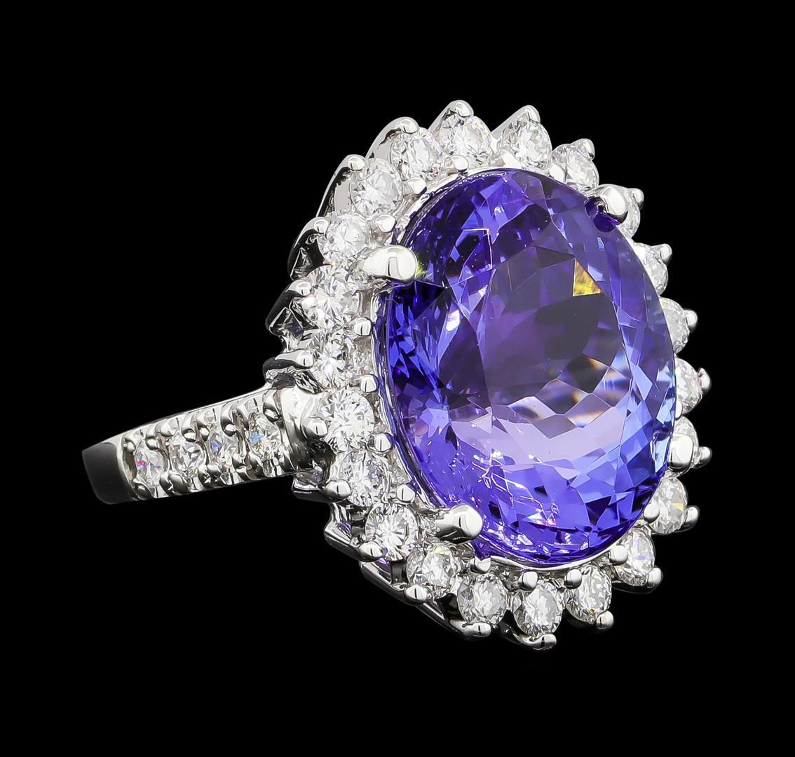 GIA Cert 11.78 ctw Tanzanite and Diamond Ring - 14KT White Gold