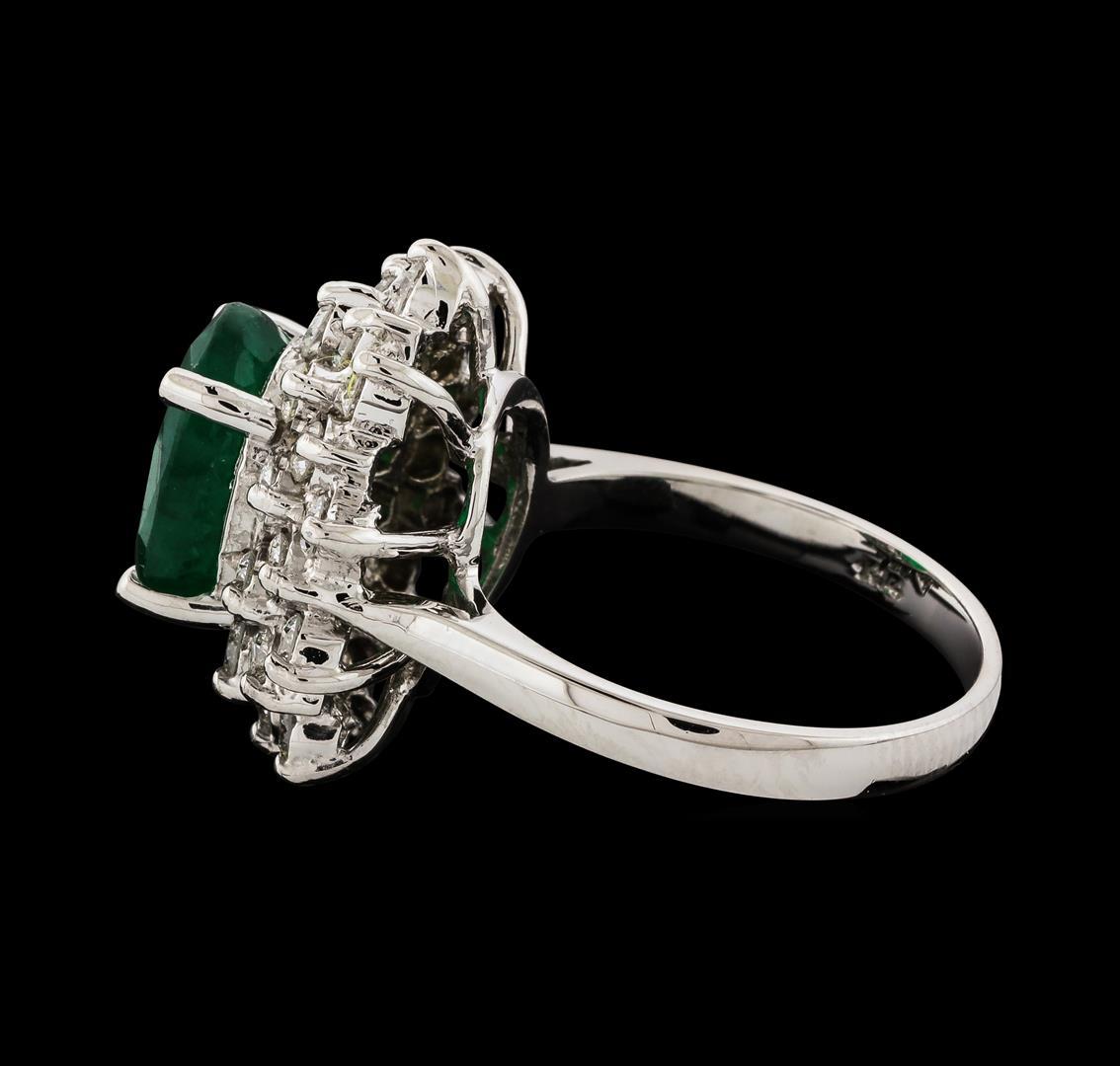 3.30 ctw Emerald and Diamond Ring - 14KT White Gold