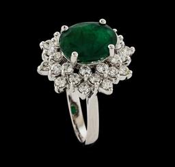 3.30 ctw Emerald and Diamond Ring - 14KT White Gold