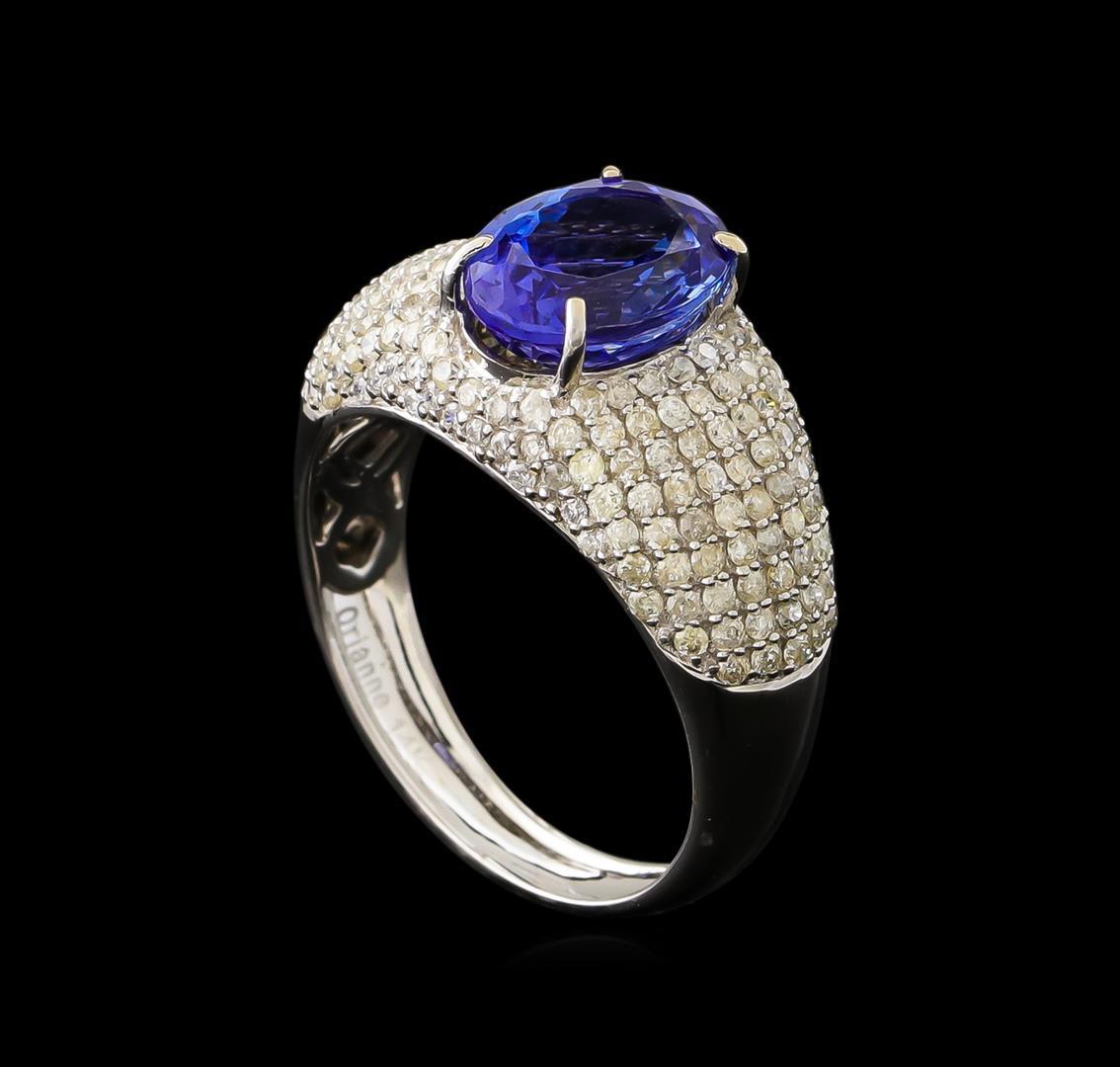 2.77 ctw Tanzanite and Diamond Ring - 14KT White Gold