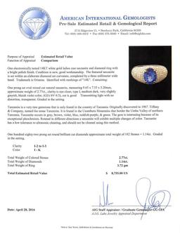 2.77 ctw Tanzanite and Diamond Ring - 14KT White Gold