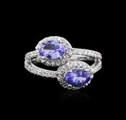 14KT White Gold 1.37 ctw Tanzanite and Diamond Ring