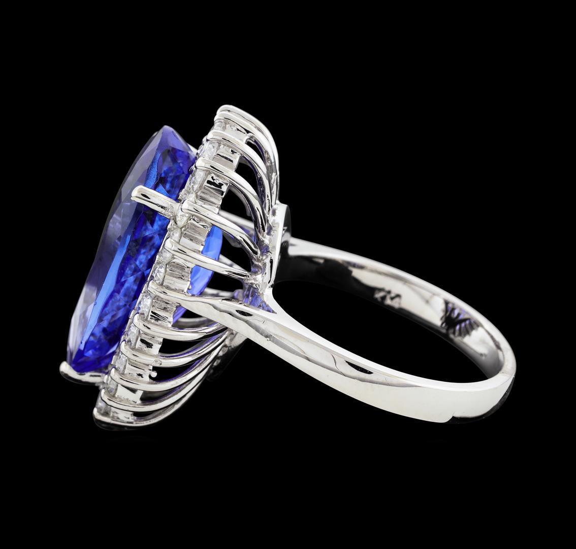 12.77 ctw Tanzanite and Diamond Ring - 14KT White Gold