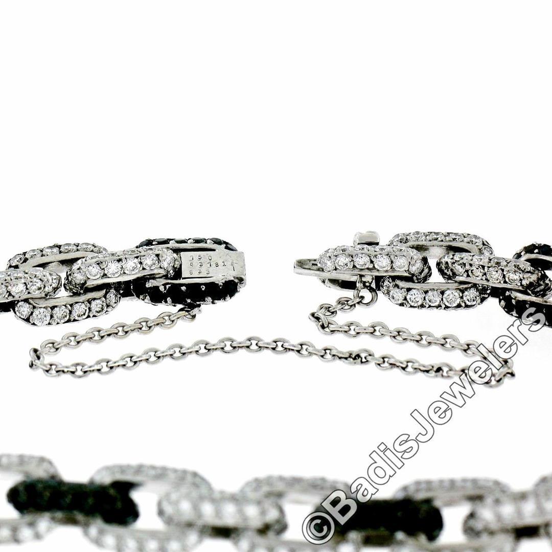 18kt White Gold 8.33 ctw Round White and Black Diamond Cable Link Bracelet
