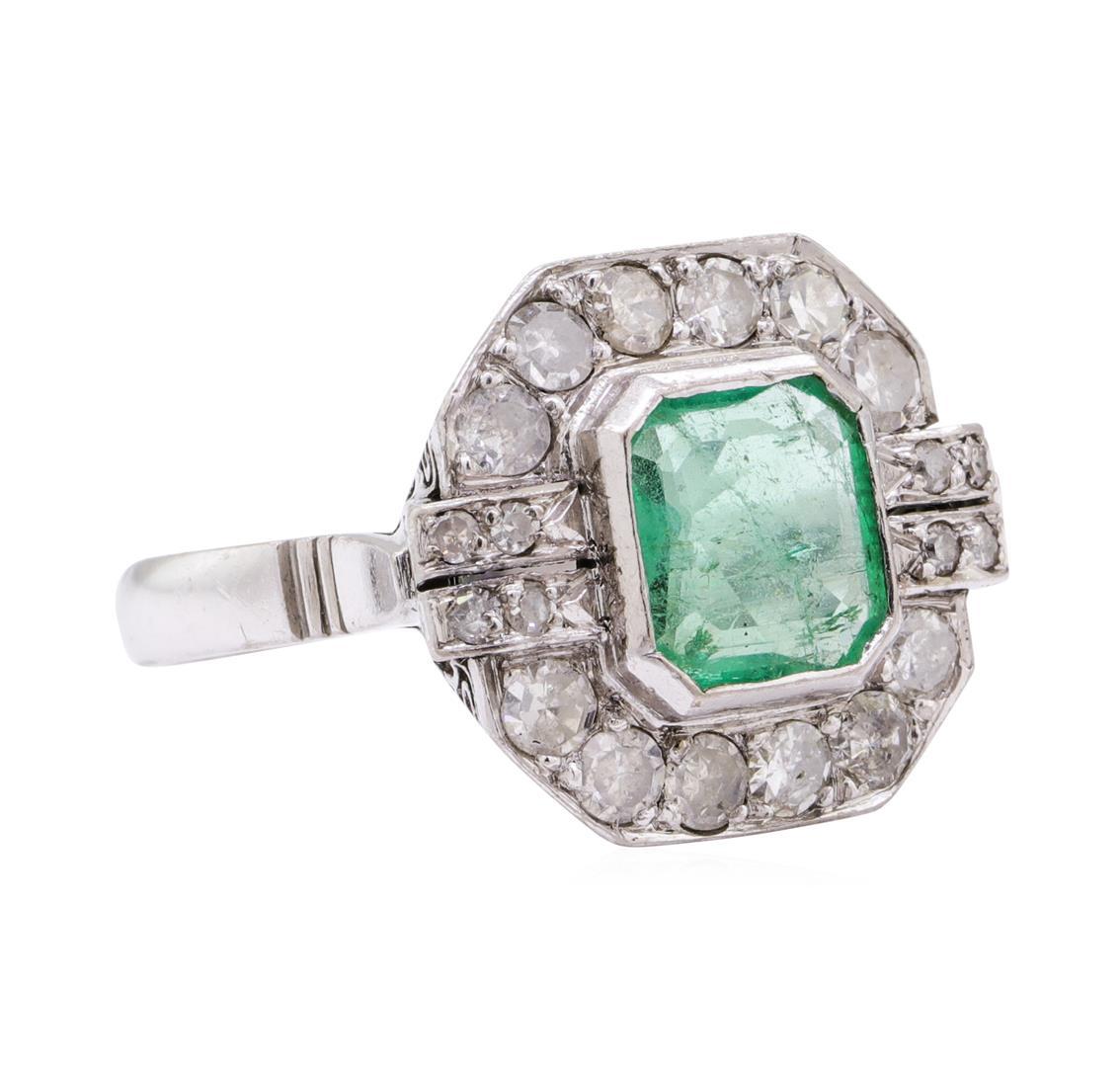 7.80 ctw Emerald And Diamond Ring And Earrings - 14KT White Gold