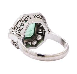 7.80 ctw Emerald And Diamond Ring And Earrings - 14KT White Gold