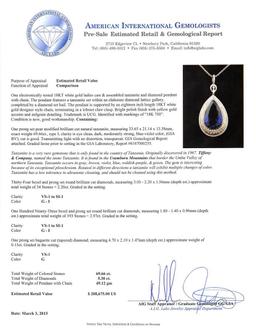 18KT White Gold GIA Certified 69.66 ctw Tanzanite and Diamond Pendant With Chain
