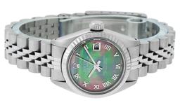Rolex Ladies Stainless Steel Tahitian MOP Roman 26MM Datejust Wristwatch