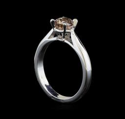 14KT White Gold 0.95 ctw Oval Cut Fancy Brown Diamond Solitaire Ring