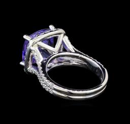 14KT White Gold 6.81 ctw Tanzanite and Diamond Ring